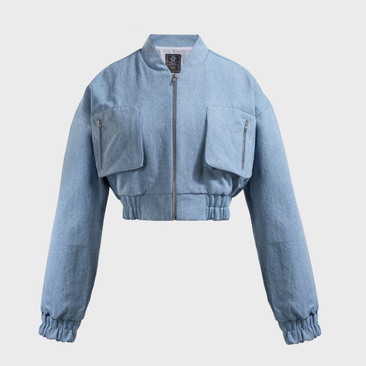 Cropped Utility Denim Jacket