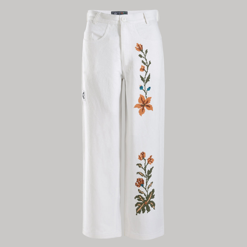 Flower of Eden Co-Ord Set (White Denim)
