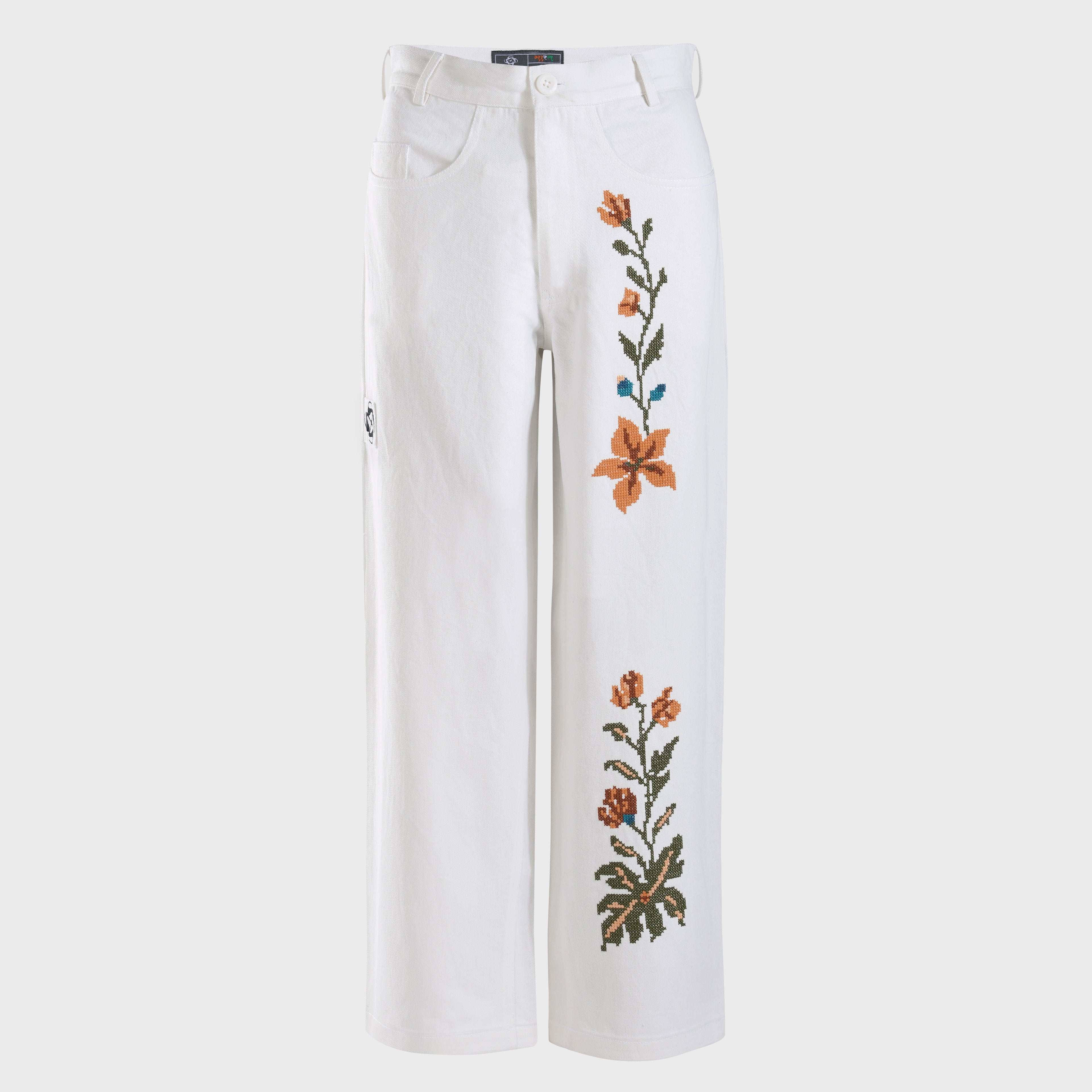 Flower of Eden Co-Ord Set (White Denim)