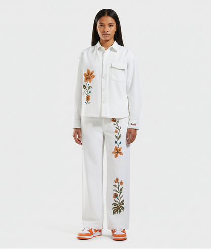 Flower of Eden Co-Ord Set (White Denim)